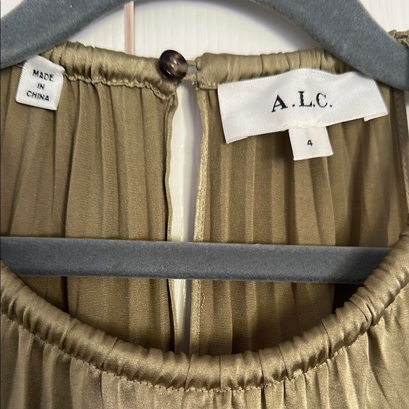 ALC Renzo II" satin pleated high-neck midi dress - Picture 7 of 11